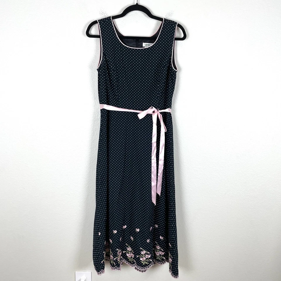 Vestido Coldwater Creek para mujer P6 sin mangas a lunares bordado floral Foto 2 de 4