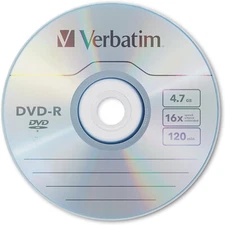 Verbatim DVD-R  16X  4.7GB  120 Minutes w/Jewel Case - 10 Pack