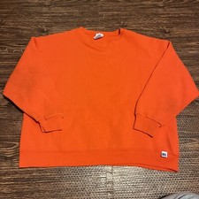 Vintage 90s Russell Athletic Orange Crewneck Sweatshirt Size Youth Large USA