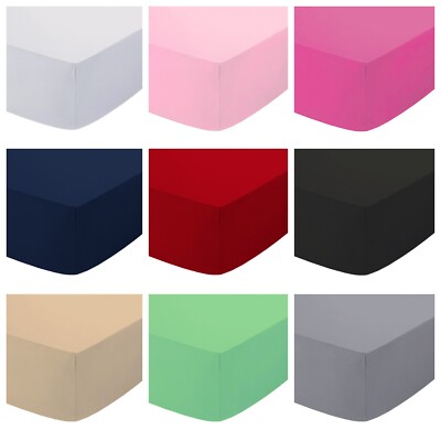 Spannbettlaken Bettlaken 25 cm tief Polycotton Single Double King Super King Size