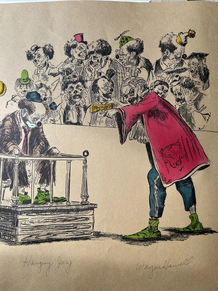 DE COLECCIÓN FIRMADO NUMERADO 125/250 LIMITADO WAYNE HOWELL COLGANTE JURADO PAYASOS IMPRESIÓN Foto 4 de 4