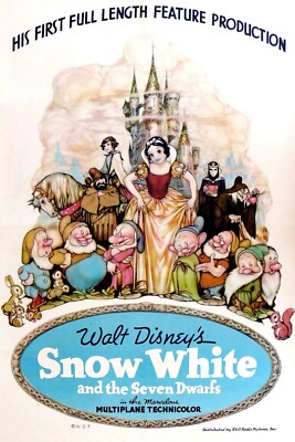 1937 Walt Disney Snow White And The Seven Dwarfs Movie Poster 11X17 Doc Dopey  