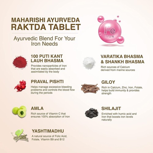 Maharishi Ayurveda Raktda Tablets For Men and Women 60 Tablets Pack Free Ship - Bild 3 von 6
