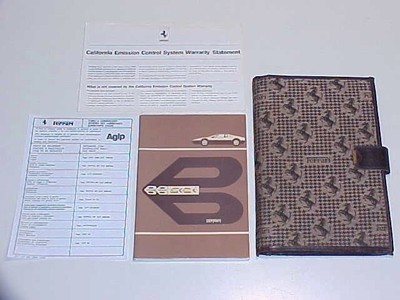 Ferrari 512 BBi Owners Manual _Pouch_Emissions Statement_Agip Oil Chart