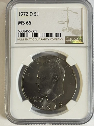 1972-D $1 Eisenhower Dollar NGC MS65 - Very Nice Coin! Mint State 65