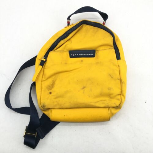 Tommy Hilfiger Medium Backpack Top Zip Front Pocket Faux Leather Yellow |  eBay