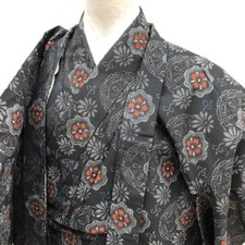 JAPANESE KIMONO TSUMUGI 161 cm 5' 3" PURE SILK VINTAGE ANTIQUE I6