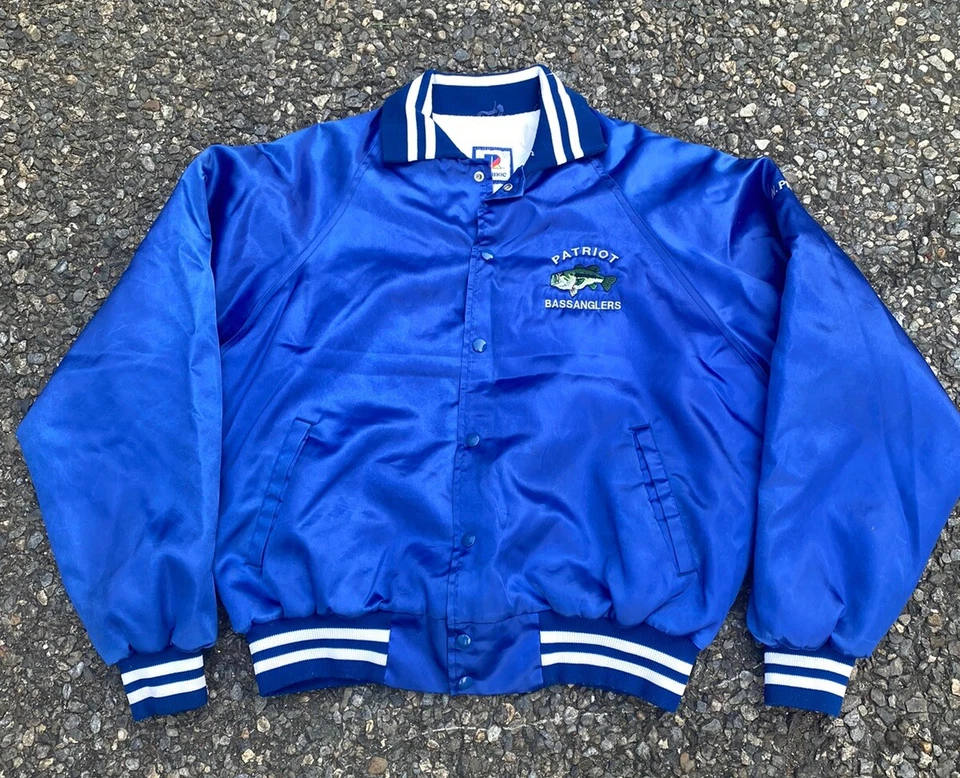 Jaqueta Varsity Pesca Robalo Vintage Tamanho XL Cetim Azul  - Imagem 2 de 4