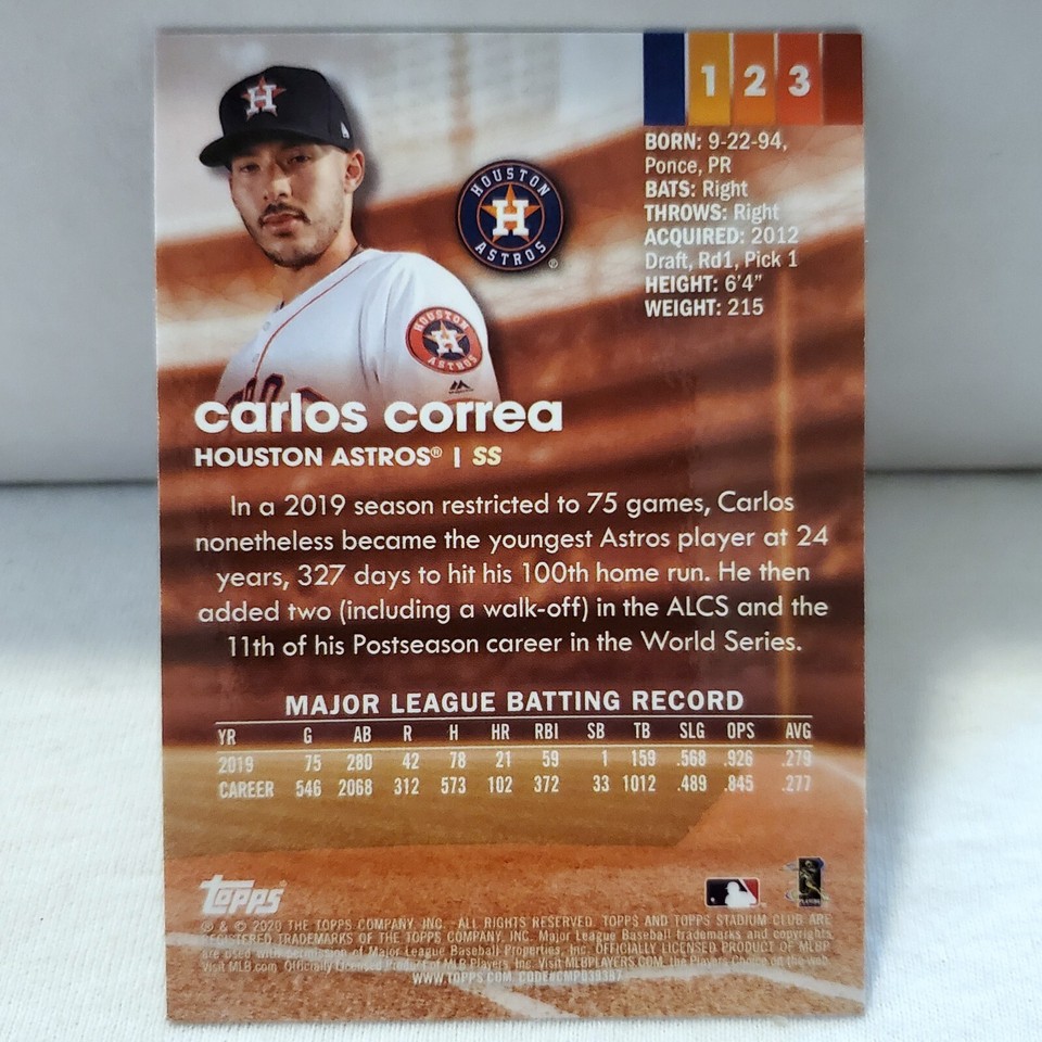 Carlos Correa 123 2020 Topps Stadium Club Chrome Houston Astros