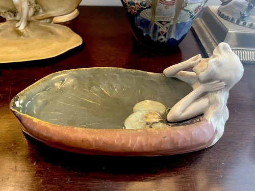ERNST WAHLISS ANTIQUE ART NOUVEAU WOMAN PORCELAIN AUSTRIA NYMPH AMPHORA FIGURINE - Picture 4 of 8