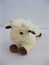 Aurora Lamb Plush 8 Sheep Stuffed Animal Bean Bag Soft Fluffy White Brown EUC