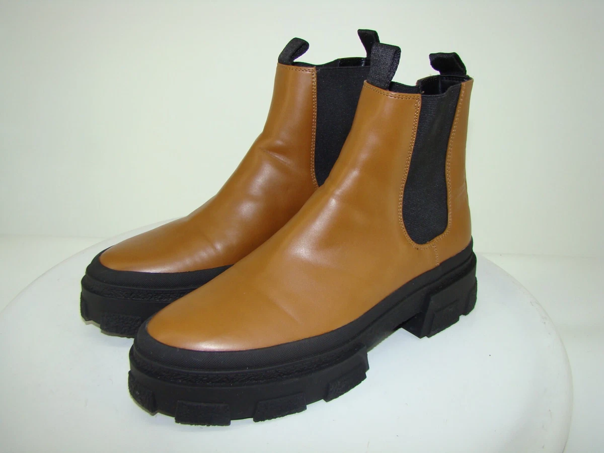 BOTTINES FEMMES ZARA CUIR BRONZ SEMELLE DE PISTE TAILLE 41 US 10 C131