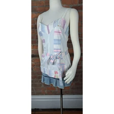 NWT Anthropologie Snak Top Cotton Floral Stripes  Lined Belted Size 8