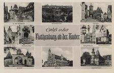 SCENES FROM ROTHENBURG GREETINGS REAL PHOTO POSTCARD GERMANY 1930s RPPC