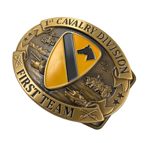 ๐US Army 1st Cavalry Division, First Cav Insignia, Solid Brass Belt Buckle - Picture 4 of 6