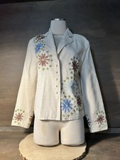 Carole Little Silk Jacket Womens SIZE M EMBROIDERY DESIGN LINED BEAUTIFUL VINTA