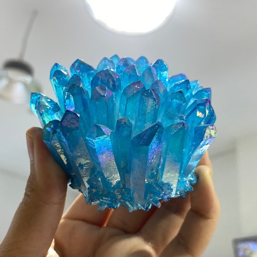 Electroplate blue Quartz Crystal Cluster Mineral Specimen Healing 300g+ 1pc - Picture 7 of 14
