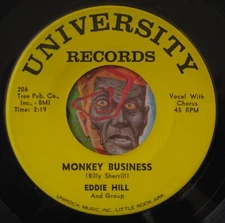 HEAR Eddie Hill 45 Monkey Business / Daddy You Know rockabilly teen NM