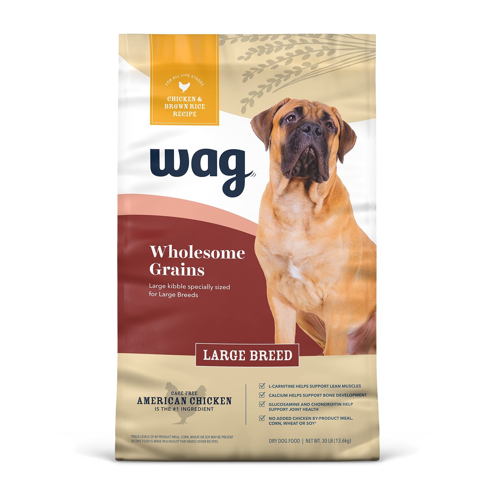Amazon Brand &ndash; Large Breed Dry Dog Food, Chicken and Brown Rice, 30 lb Bag