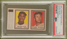 1962 TOPPS STAMP PANELS WITH TAB MICKEY MANTLE & FELIPE ALOU PSA 5