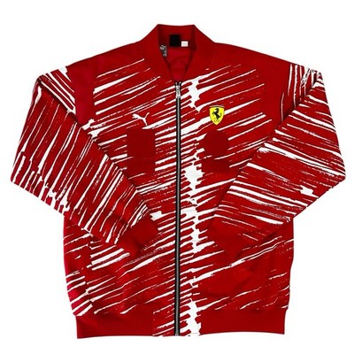 Puma Ferrari x Joshua Vides Race Jacket Men s Size Large Red White 624932 02