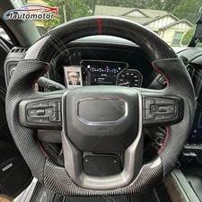 Carbon Fiber Steering Wheel for GMC SIERRA 1500 2500 3500 with Heated 19+ Manual