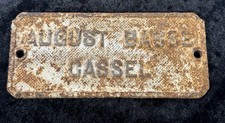 Vintage Maschinen Schild August Basse Cassel Retro Heizung Maschinen Badge
