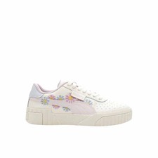 PUMA Cali Embroidered Lace Up Youth Girls Off White Sneakers Casual Shoes 39491
