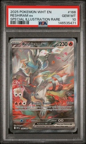 2025 Pokemon White Flare Reshiram ex Special Illustration Rare #166/086 PSA 10