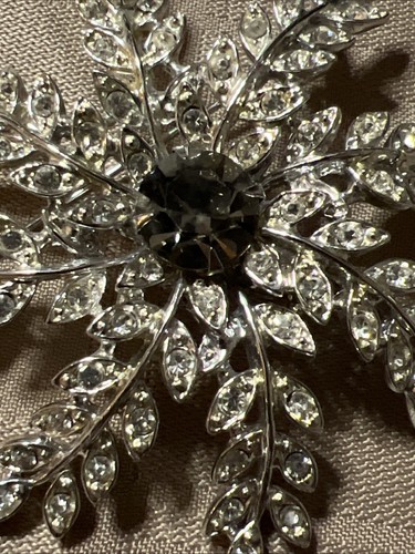 Sarah Coventry Abend Schneeflocke große rauchige Strass Brosche Anstecknadel 812 Vintage - Bild 2 von 11