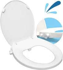 Slow-Close Round Bidet Toilet Seat, Stealth Bidet Attachment for Toilet Seat,
