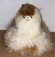 Vintage Alpaca Llama soft fluffy tan and brown plush toy 11 inch