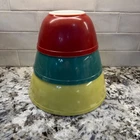 Vintage Pyrex Primary Colors Set Of 3 Mixing Bowls YELLOW RED GREEN 402 403 404