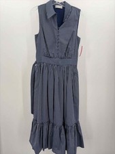 Pre-Owned Elie Tahari Navy Size 8 Stripe Maxi Sleeveless Dress