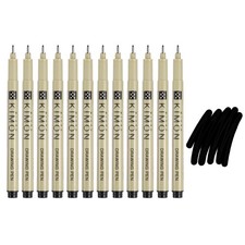 Fineliner Pens, 1mm Fine Points Drawing Pen for Sketching, Pack of 12
