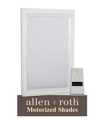 Motorized Cellular Shade 35-in x 72-in White Blackout Cordless