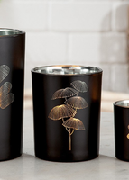 Gilde Windlicht Teelichthalter Dagoba Glas Schwarz Silber Edel Modern