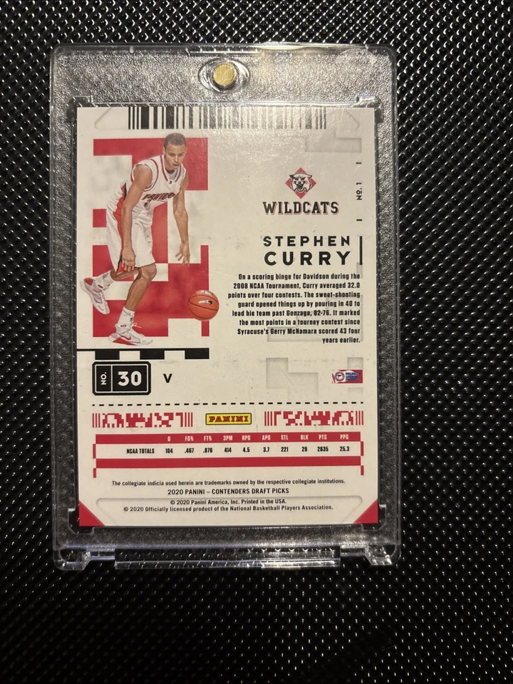 2020 Panini Contenders Draft Picks Stephen Curry /23 Game Ticket Cracked Ice - Image 2 of 2