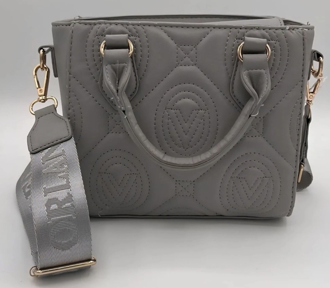 Valentino Orlandi V-2013 Light Grey Quilted Shoulder Crossbody Bag NWT MSRP $259