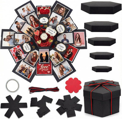 Explosion Gift Box, DIY Custom Scrapbook Photo Album Surprise Box for Birthday A