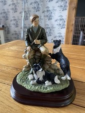 Leonardo Collection Farmer With Collie Dogs Wooden Base 17cm 