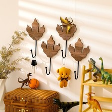 4 Pcs Dinosaur Decor Wall Hooks Wooden Dinosaur Towel Coat Hooks Wall Mounted...