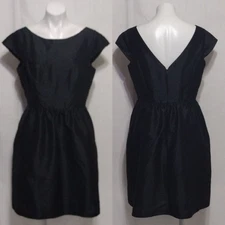 Alfred Sung Cap Sleeve Black Cocktail Mini Dress 16 Elegant Timeless Rockabilly