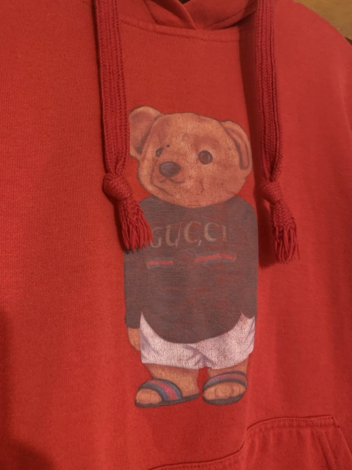 Felpa con cappuccio Gucci Bear by Clique rossa taglia media ottime condizioni