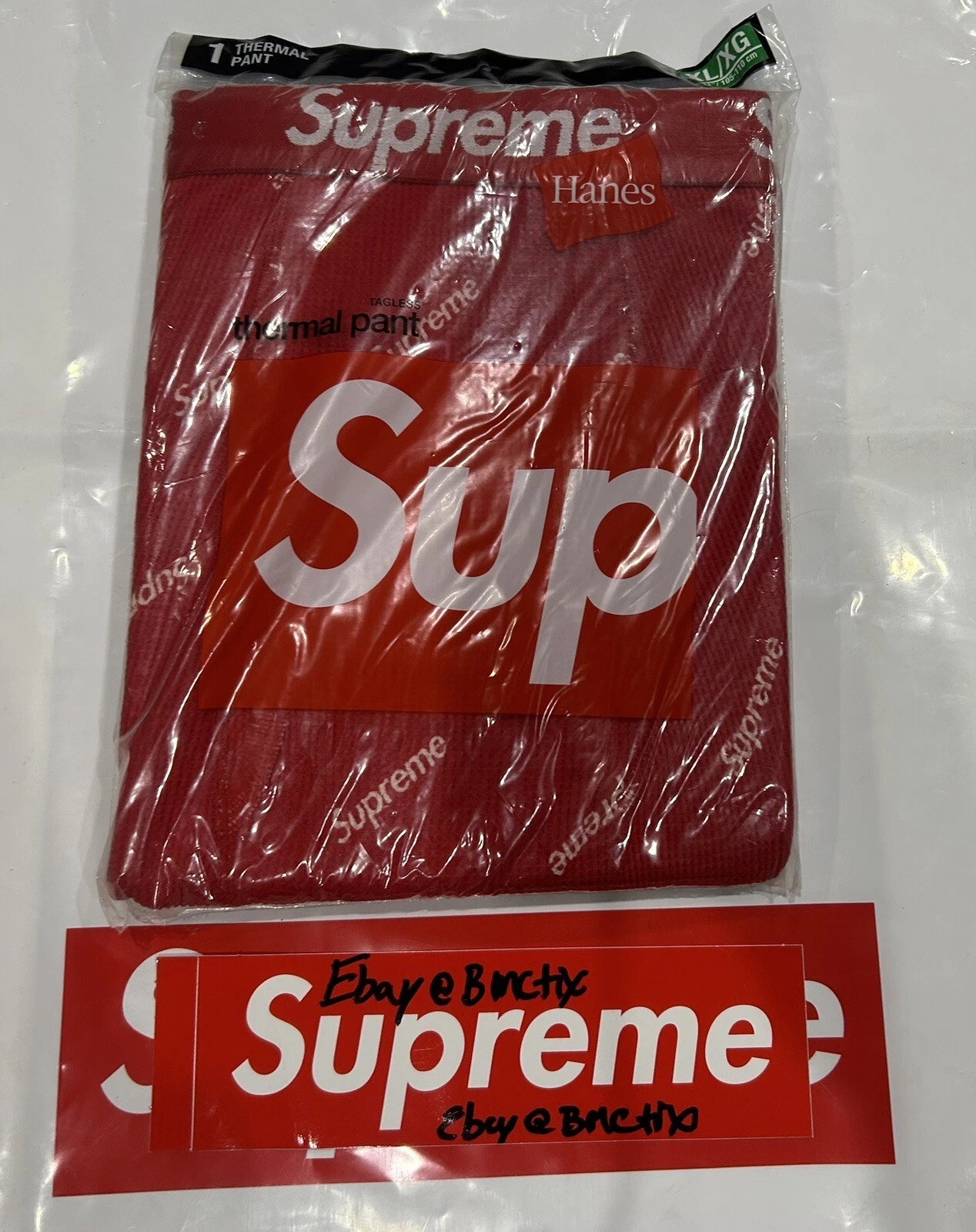 Pantalon thermique rouge Supreme Hanes neuf taille X Large 1 paquet dans son emballage d'origine