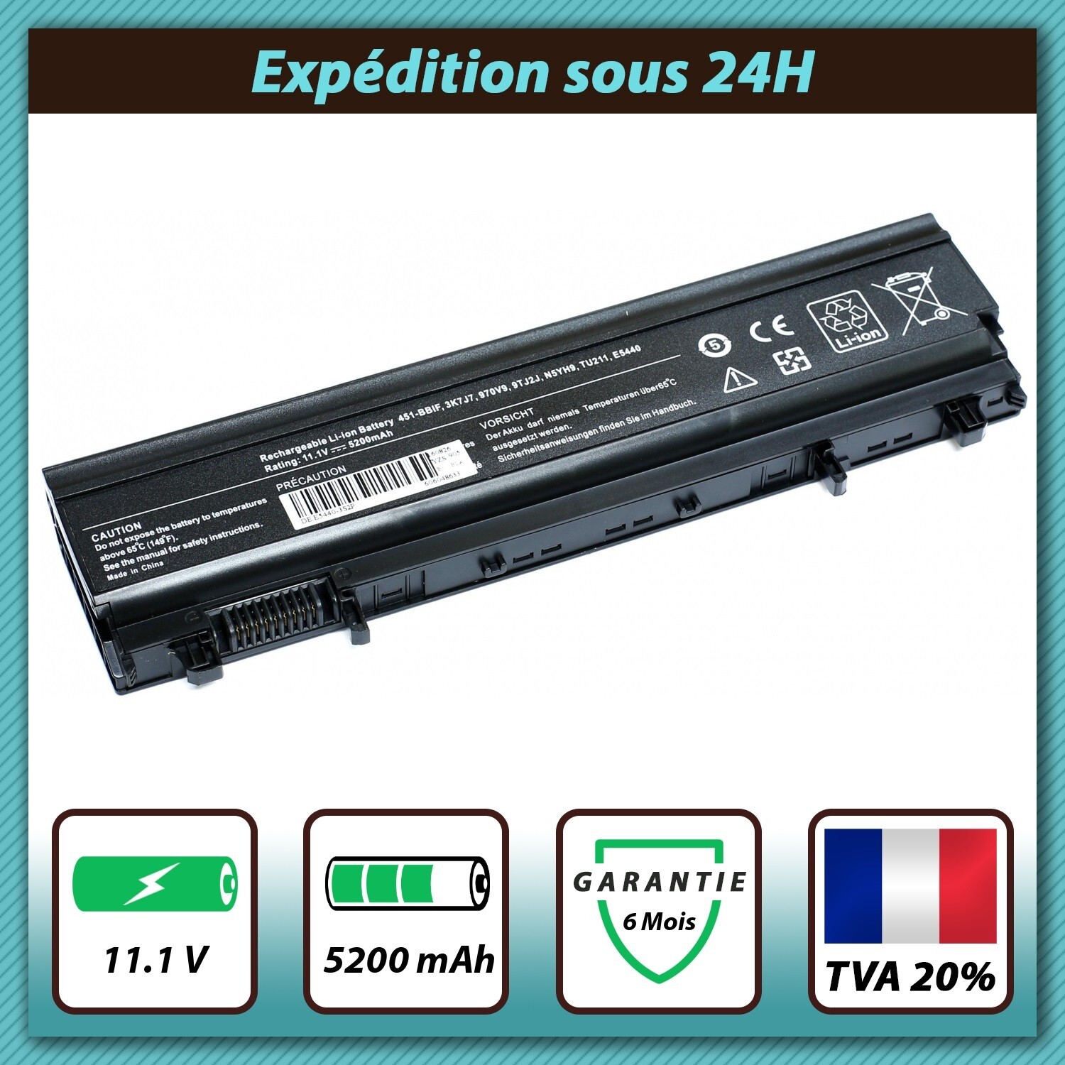 Batterie Dell VJXMC VVONF 9TJ2J de rechange pour ordinateur portable inspiron