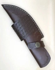 Handmade Fixed Blade Knife Leather Sheath Chocolate Brown Vertical Carry EDC