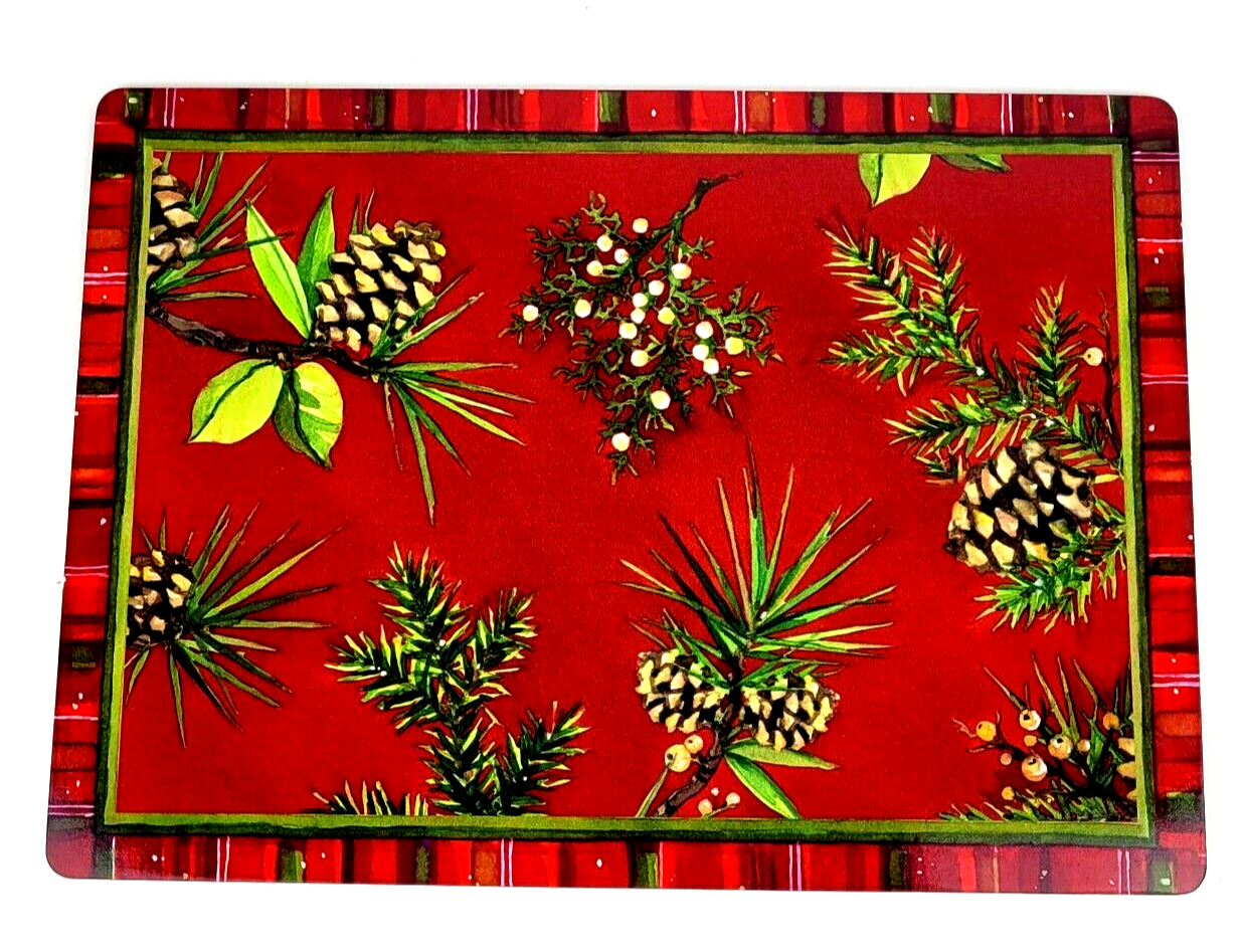 Charleston Gardens Pinecones Placemats Set of 4 Hard Corkboard Winter
