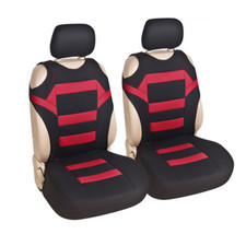 Funda de asiento negra/roja tela poliéster tapete camiseta estilo para coche SUV 2 piezas delantera