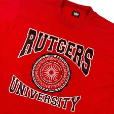 VTG  Rutgers University Single Stitch Men's T-Shirt Red • USA • XL